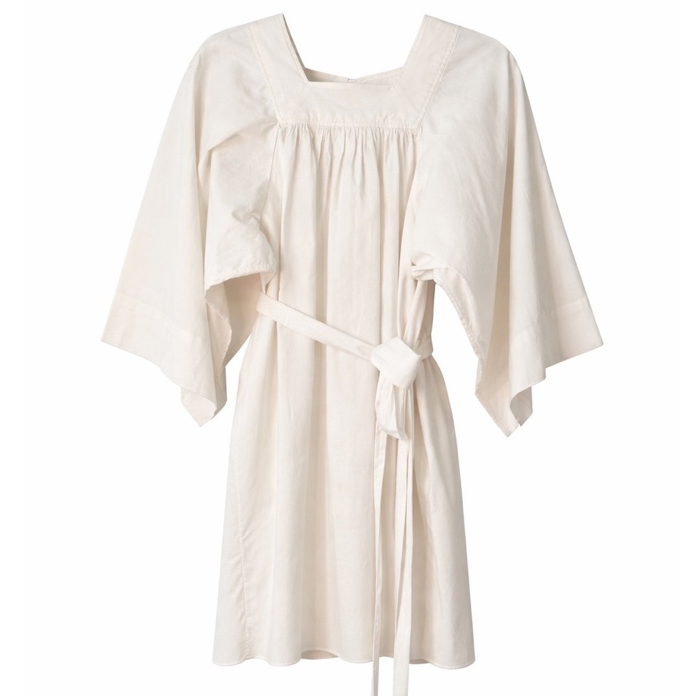 Doen White Cotton Tie Waist Mini Dress Size S Boho Cottagecore - Picture 4 of 9